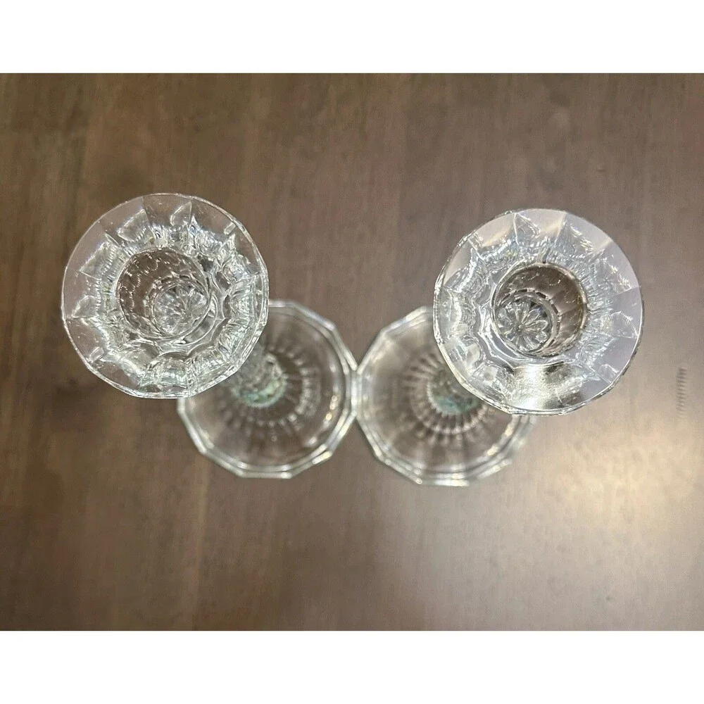 2 CRYSTAL 9” TALL CANDLESTICK HOLDER WEDDING HOME DECOR